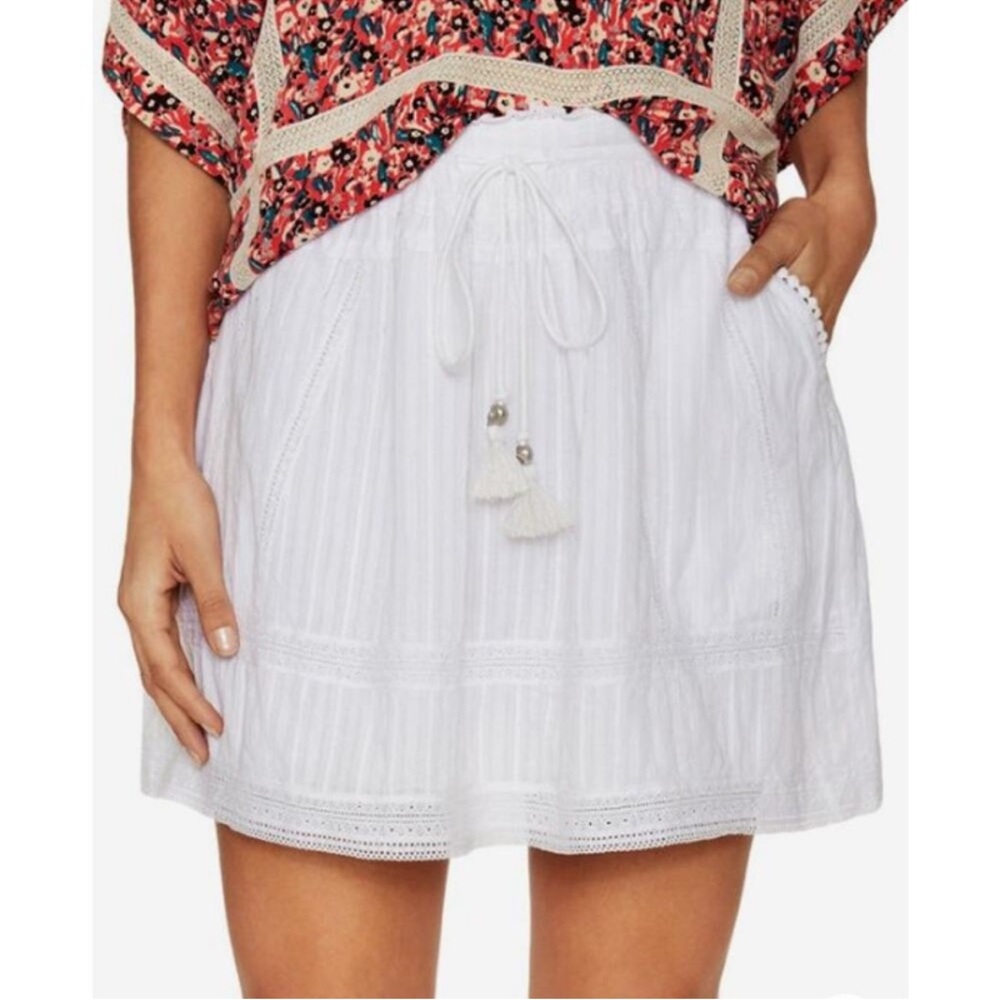 ZADIG & VOLTAIRE JOXINI WHITE COTTON LACE TRIM MINI SKIRT - Picture 13 of 14